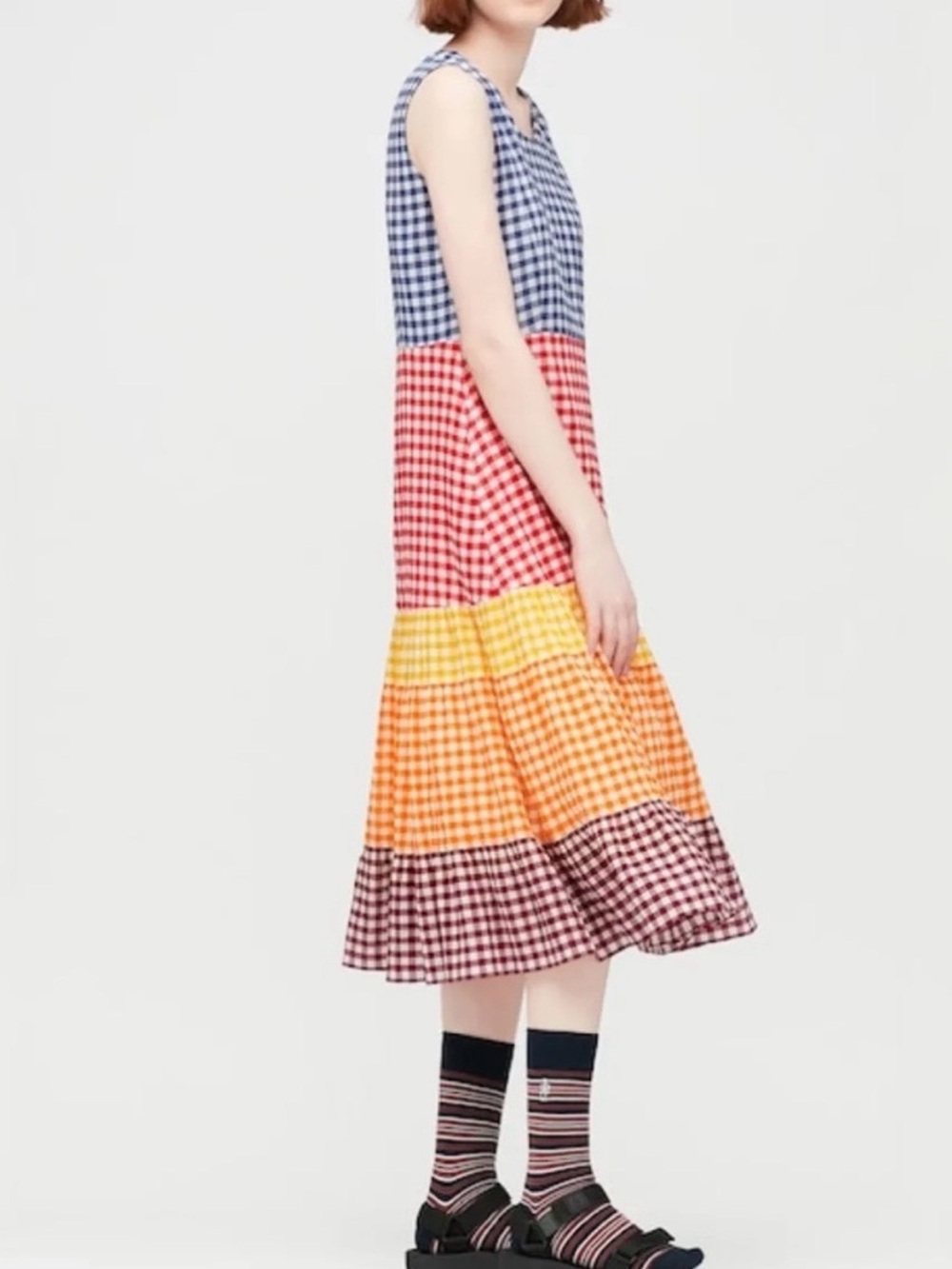 Uniqlo x JW ANDERSON Gingham Tiered Midi Dress